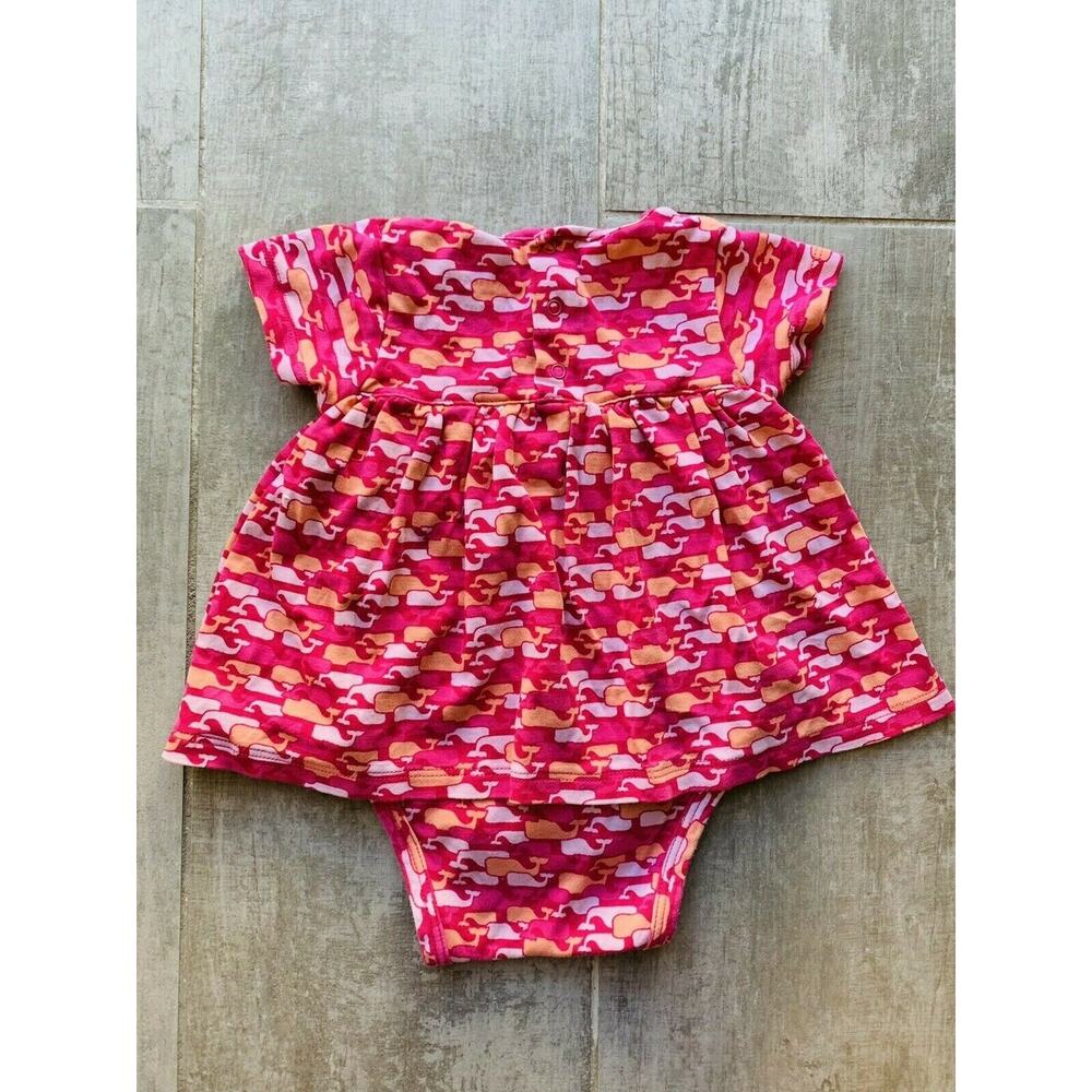 $65 VINEYARD VINES Baby Girl One Piece Romper Bodysuit Dress Pink Whales 6-12 M - Picture 4 of 5